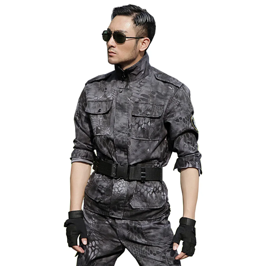 Мужская камуфляжная форма охотничья одежда из черного питона для охоты рыбалки