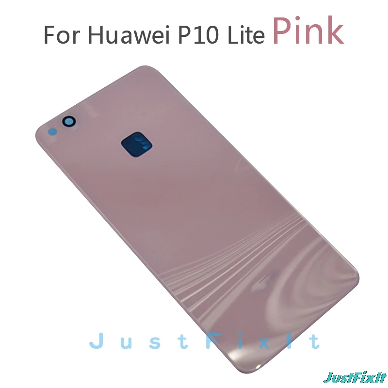 Розовый Для huawei P10 Lite/Nova Lite стеклянная крышка для huawei p10lite Задняя крышка батареи корпус запасные части с клейкой наклейкой - Цвет: Розовый