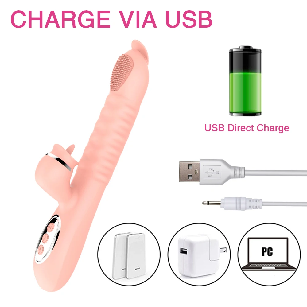 10 frequency Pulse Telescopic Heating Dildo Vibrator Tongue Licking Vagina G Spot Massage Clitoris | Красота и здоровье