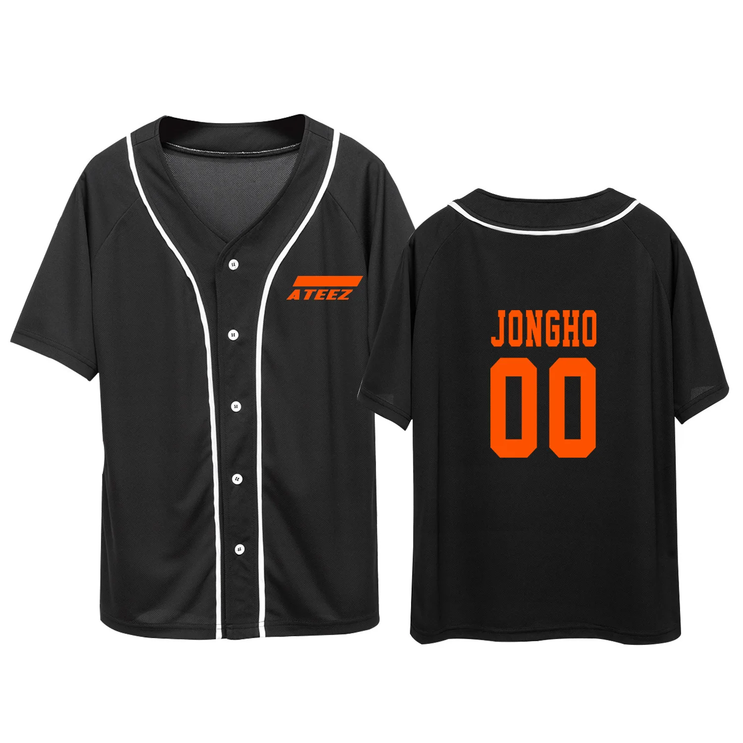 

2020 Kpop Fund Ateez Group Combine Baseball T Shirt Summer Printed Baseball Jersey Slim Fit Short Sleeve Hip Hop Tee Shirts