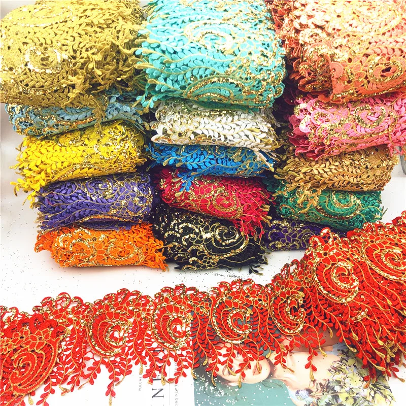 10 метров Винтаж множество дизайнов доступно Металлик вышитые Мотив блестящим