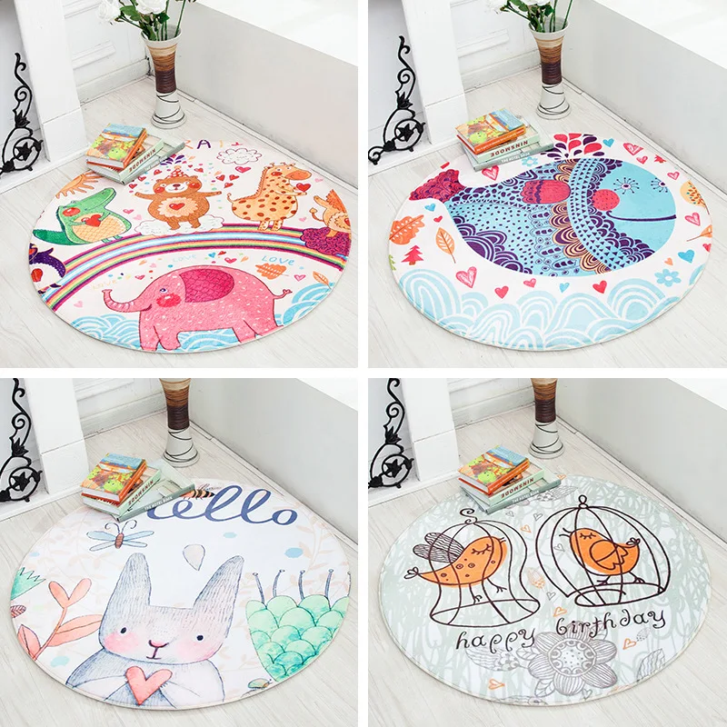 

Cute Cartoon Rug Round Carpet Area Rugs For Kids Room Computer Chair Child Crawling Floor Mat Bedroom Mats tapis enfant chambre