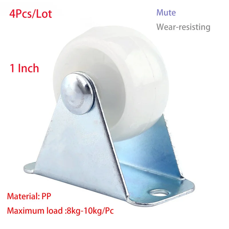 

4Pcs/Lot 1 Inch Maximum Load 10Kg/Pcs White Nylon Directional Wheel Small Furniture Caster for Coffee Table Desk Small Cupboard