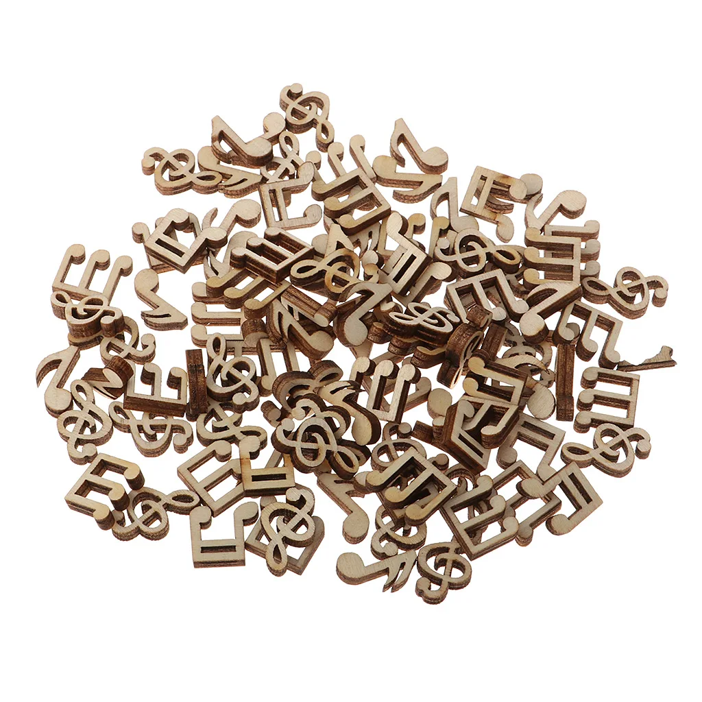 Набор из 100 деревянных украшений для музыкальных нот рукоделия вешалок бирок