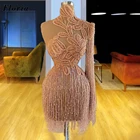 Женское платье для выпускного вечера, розовое Золотое платье с бисером, короткое вечерние нее платье с бахромой в африканском стиле, 2021
