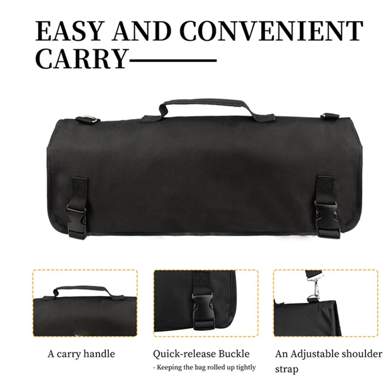 

Chef Knife Bag Kitchen Roll Bag ( 4 Slots),Canvas Cooking Portable Durable Storage Pockets Green Carry Case Pouch