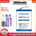 Аккумулятор LOSONCOER 3800 мАч 533-000132 для аккумуляторов Logitech G533 G933