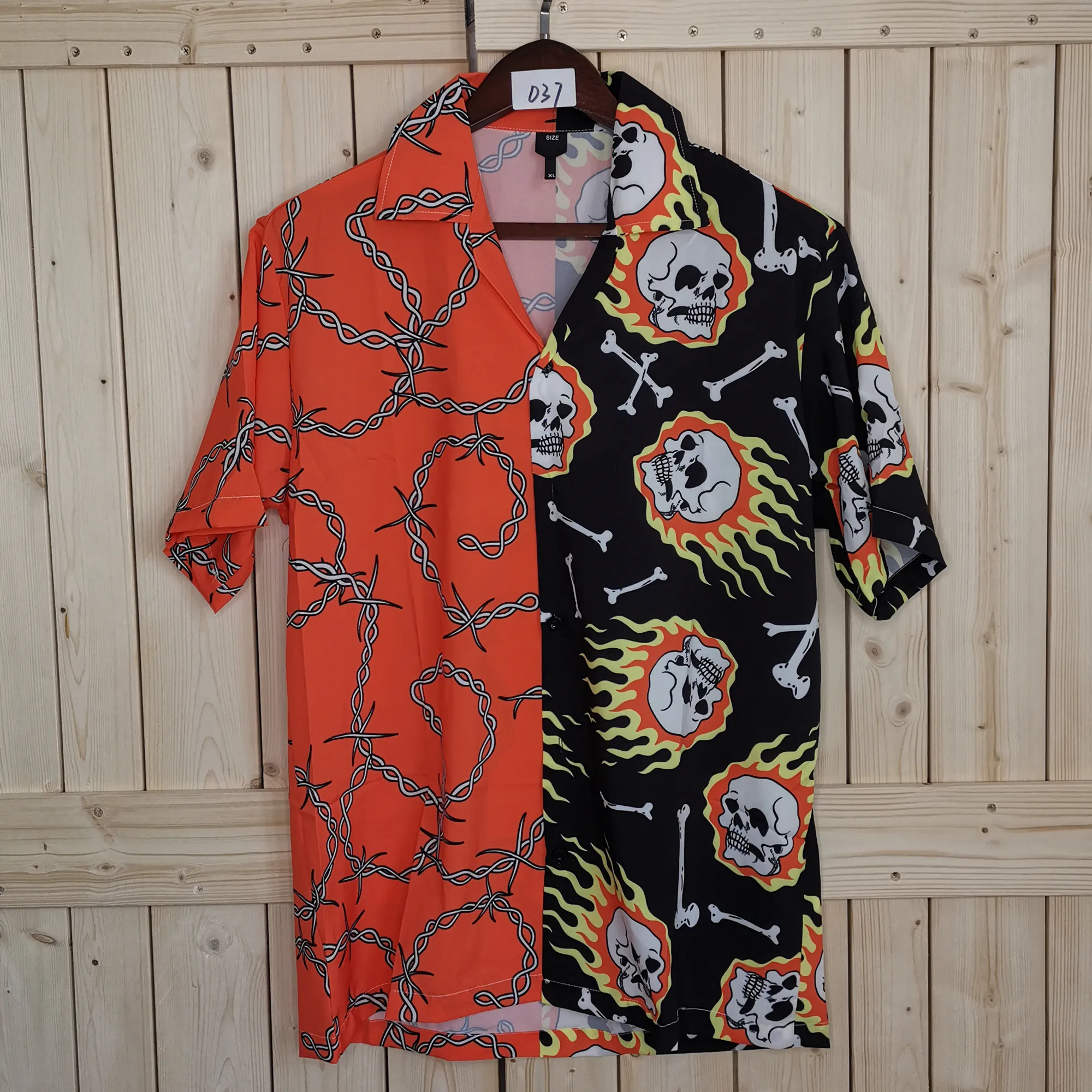 OSCN7 Повседневная Мужская Уличная рубашка с коротким рукавом и принтом 2021