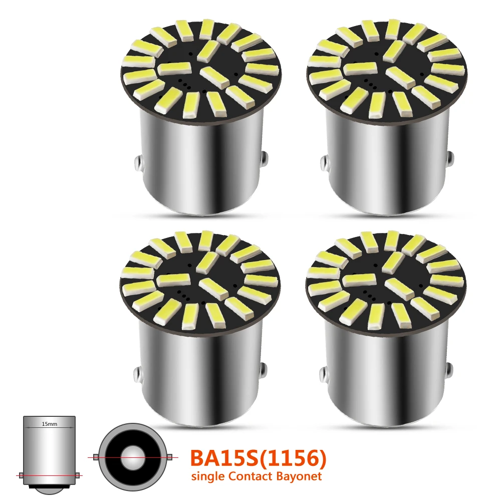 

4 шт., универсальные светодиодные лампы 1156 Ba15s 33SMD P21W 12 В