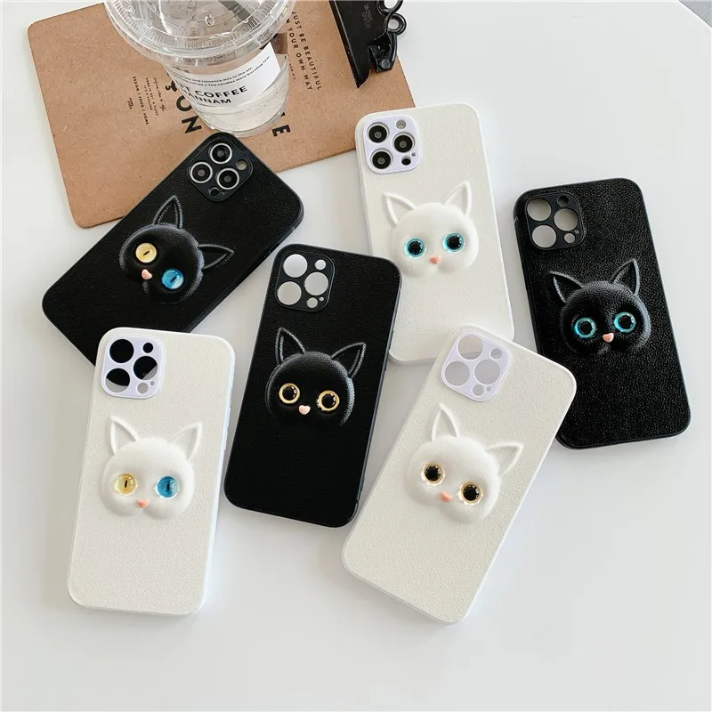 

Cute Luxury Three-dimensional Cat's Eye Girl Soft Case For Iphone 11 12 Pro Max Mini 7 8 Plus Xr X Xs Se 2020 Phone Cover Fundas