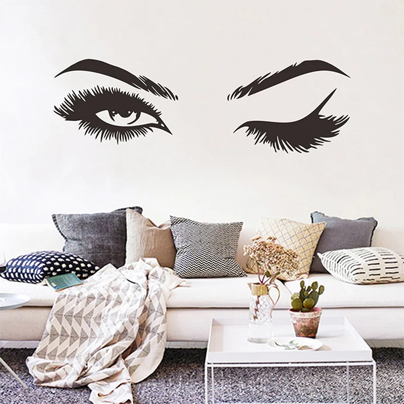 

Creative Pretty Eyelashes Wall Sticker Girl Room Living Room Decorations For Home Wallpaper Mural Art Decals Sexy Stickers 19*57