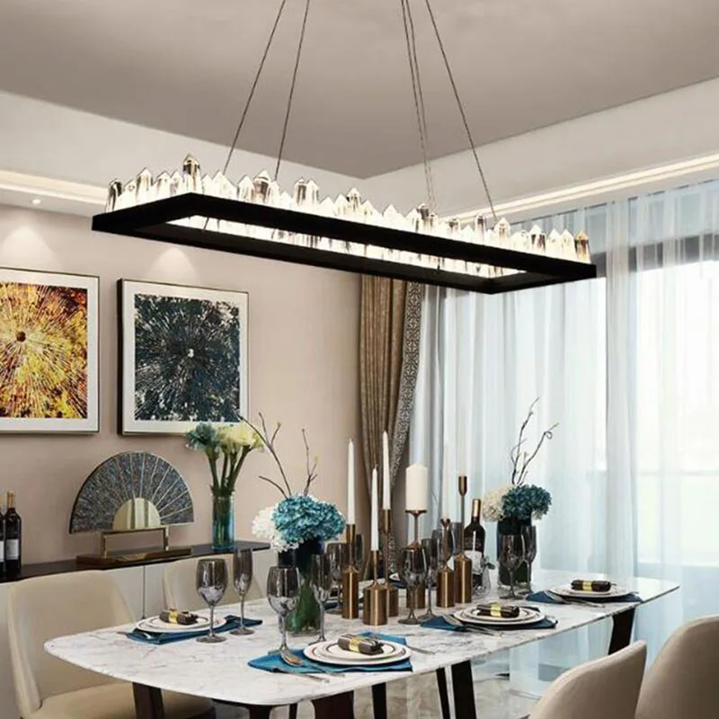 

New Manggic Rectangle crystal chandeliers modern design LED crystal chandeliers of AC110V lamp 240 v buff dining living room