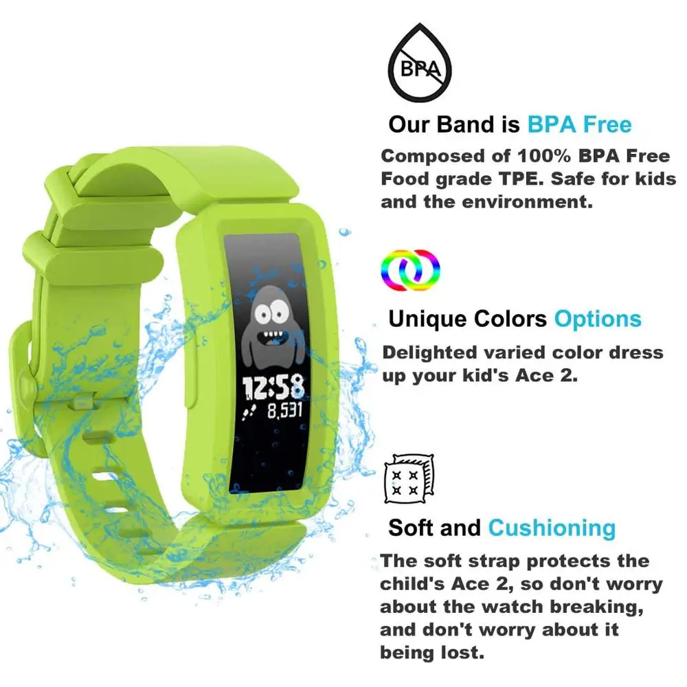 Совместим с Fitbit Ace 2 ремешка для детей мягкий силиконовый браслет аксессуары
