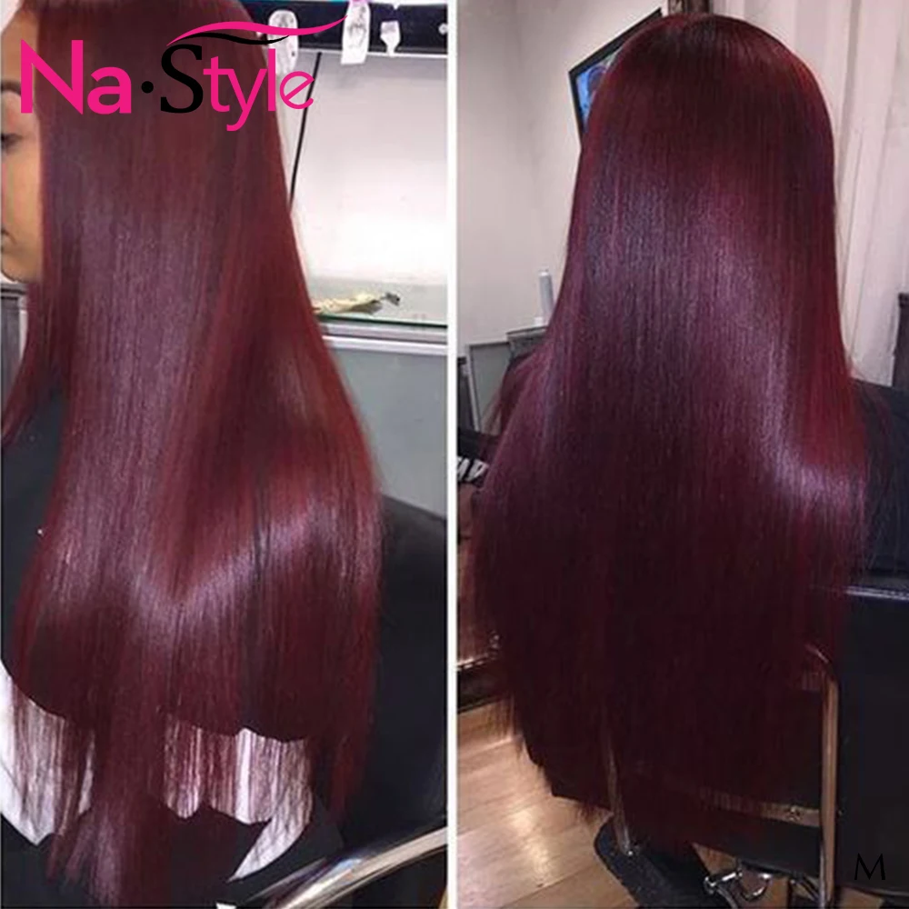 Бордовый Синтетические волосы на кружеве парик прямые Цветной парики из