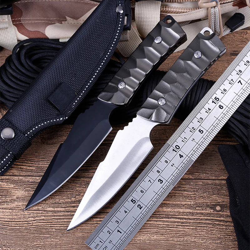 

Free shipping Aluminum Handle Fixed Blade Tactical Knife Full Tang Hunting Knife Small Survival Knife 7CR15MOV Steel