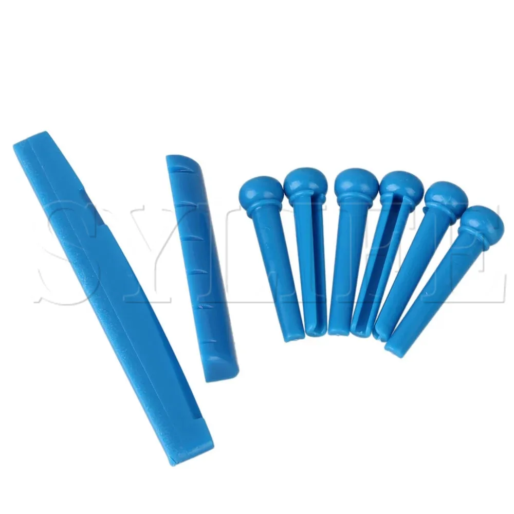 Голубое народное гитарное седло пластиковые мостовые штифты инструменты набор