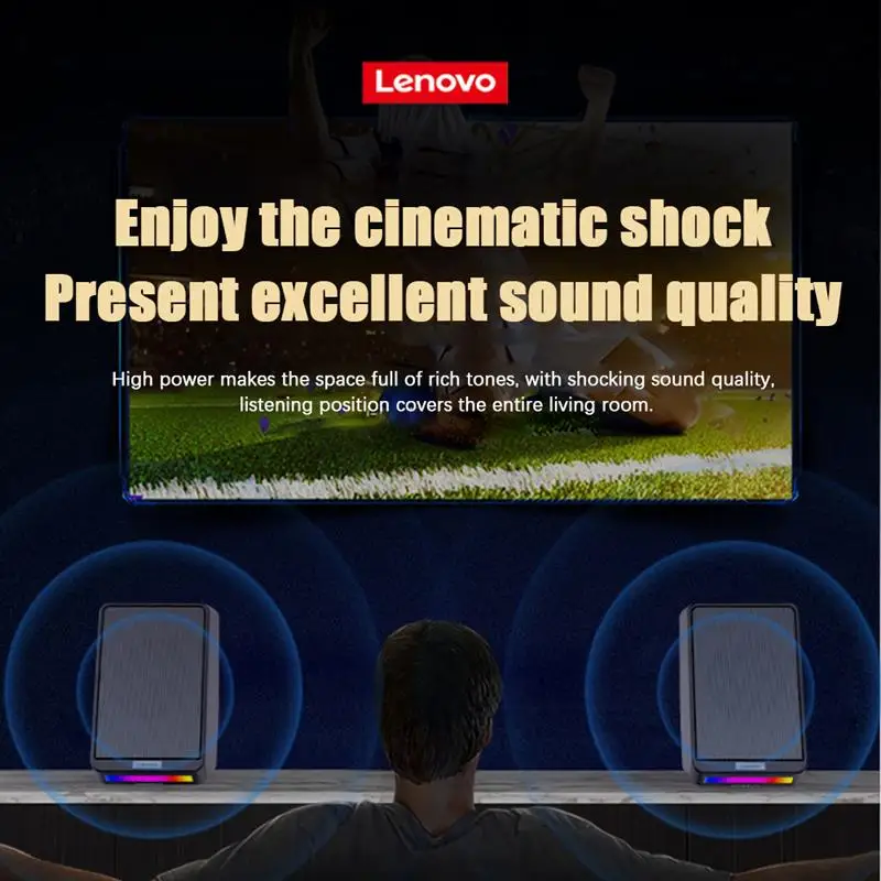 lenovo ts38 tws speaker sound box with rgb light 2 channel hifi stereo sound usb 3 5mm jack for laptop computer tv pc gaming free global shipping