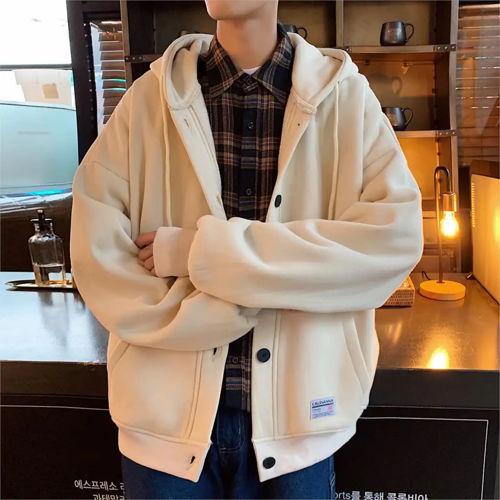 

Men Japanese Streetwear Jackets 2020 Winter Hooded Jackets Coats Mens Wool Inside Thick Windbreaker Baseball Jacket