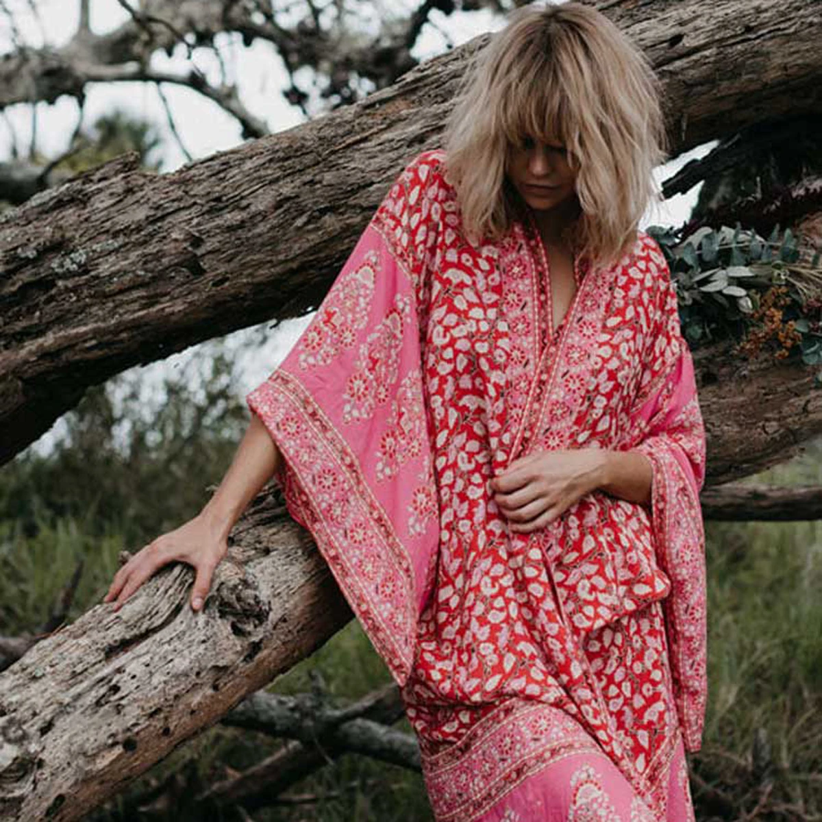 2019 Лето 3/4 рукав цветочный принт Макси кимоно Бохо кардиган &quotХиппи&quot куртка