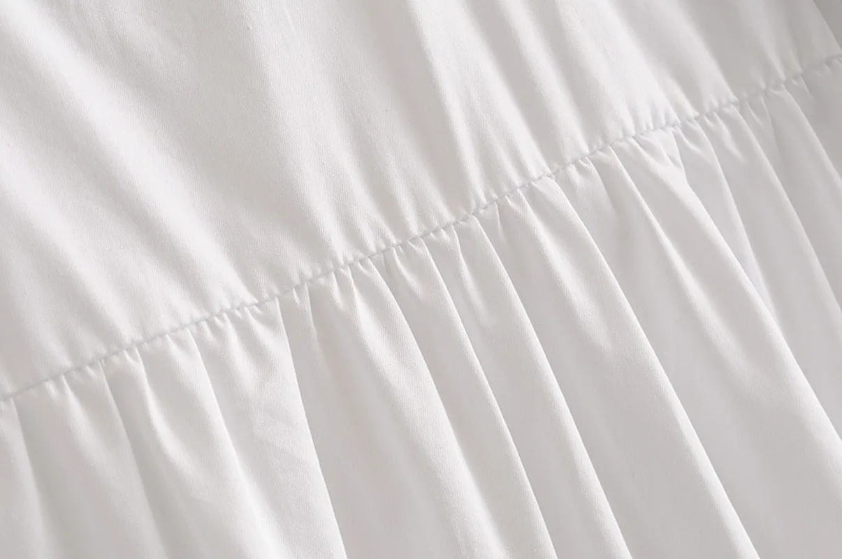 

Spring Summer Short Sleeve White Pleated Shirt Dress Women's 2020 Casual Turn Down Collar White Knee-Length Dress