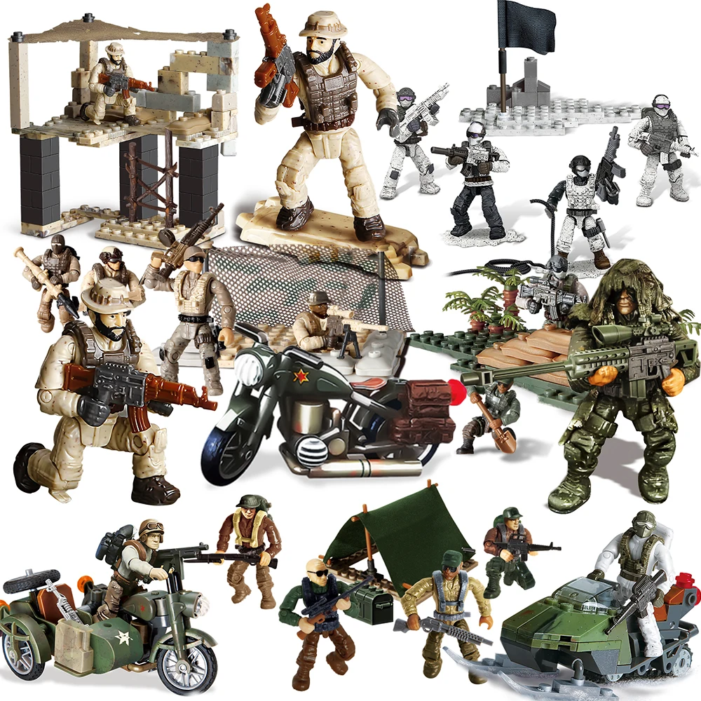 Военные военные солдаты ww2 русские кирпичи фигурки героев оружие мировой войны