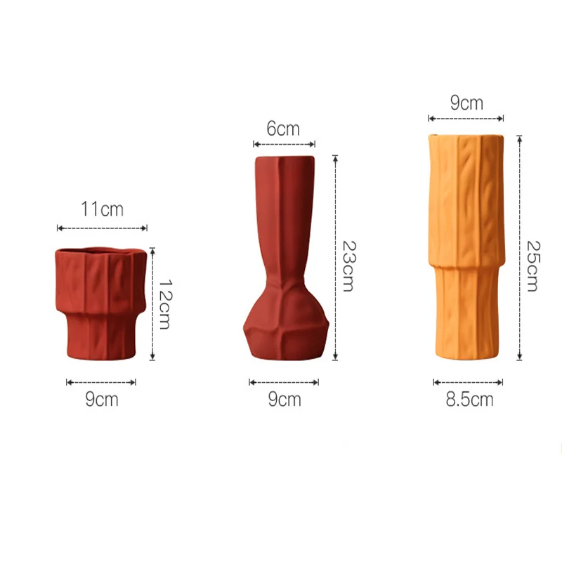 

European Geometric Flower Vase Balcony Garden Ceramic Green Plant Vase Household Desktop Crafts Living Room Study Decoration