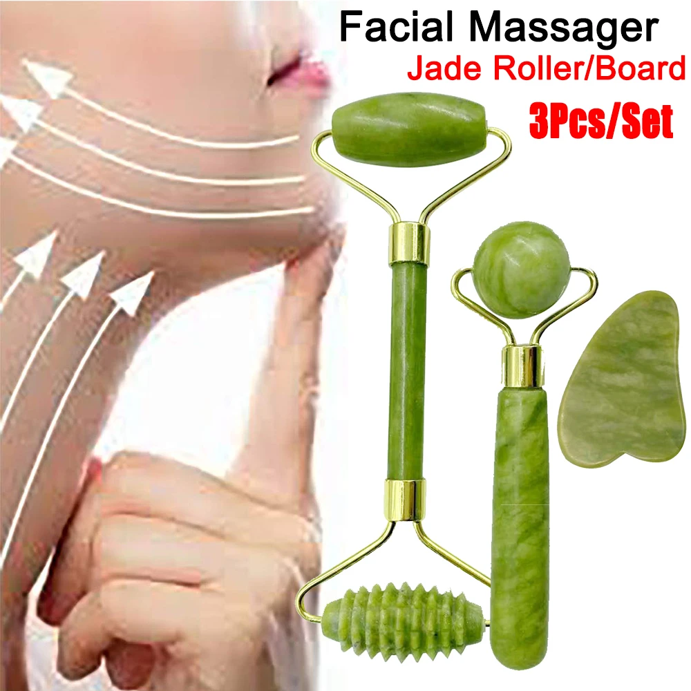 

Natural Jade Massage Roller Guasha Board SPA Scraper Stone Facial Anti-wrinkle Treatment Body Facial Massager Health Care Tools