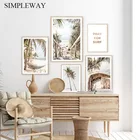 Холщовый постер с тропическим пальмовым деревом, Настенная картина для путешествий на море и пляже, летний пейзаж, современное домашнее украшение для комнаты