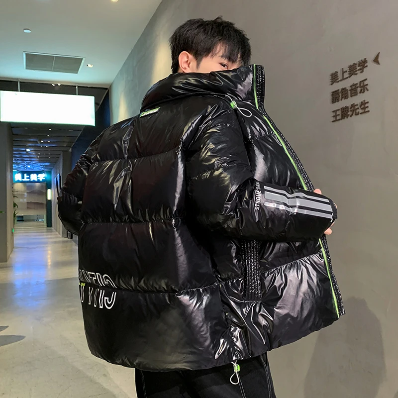 Fashion Mens 2022 Winter  White Duck Down Jacket Outwear Stand Collar Bright Down Parkas Thick Warm Top Coat Waterproof Clothing