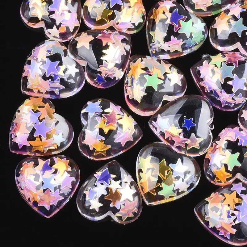 

200PCS Colorful Heart /Square Resin Cabochons Scrapbooking DIY Accessories Decorations F50
