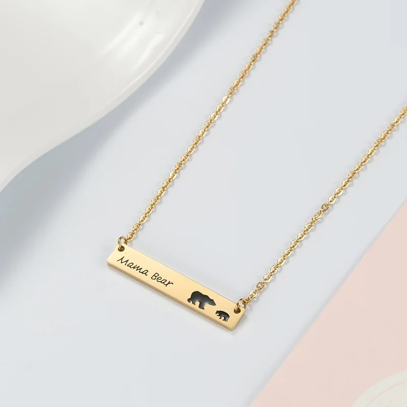 ZPAMS ожерелье из нержавеющей стали Женская этикетка с медведем животное золотое