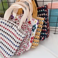 portable cute lunch bag canvas lunch box dinner container food storage bags picnic tote cotton small handbag pouch for ladies