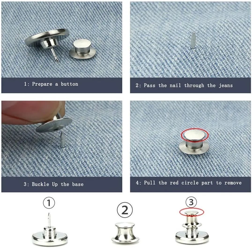 

14pcs Button Pins For Jeans Adjustable Waist Buckle Extender Extender Buttons Pants Button Pins Instant Buttons Jean Button