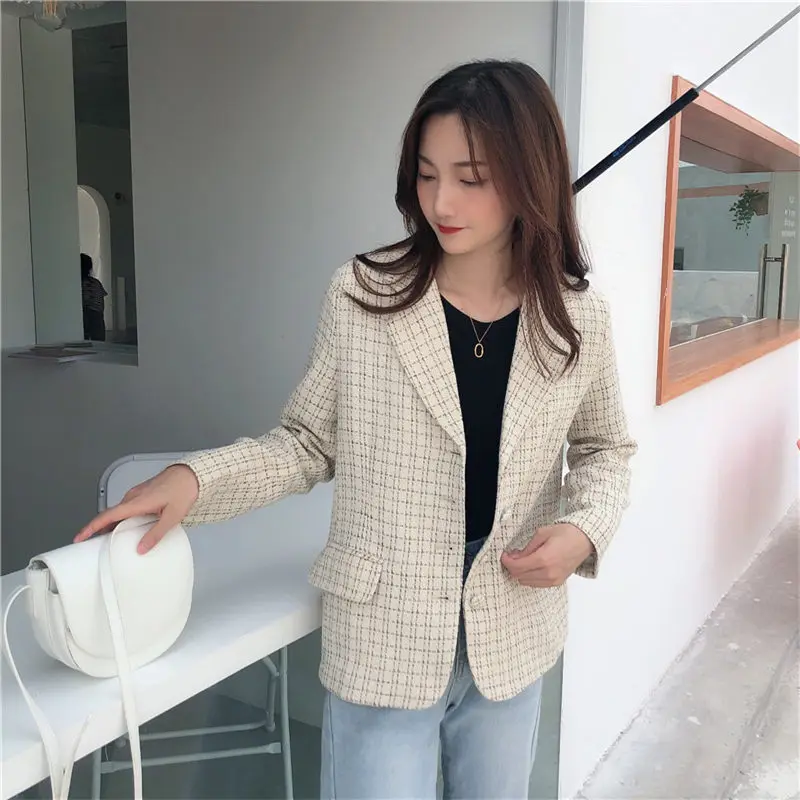 Женский винтажный офисный Блейзер HziriP абрикосовый элегантный свободный блейзер