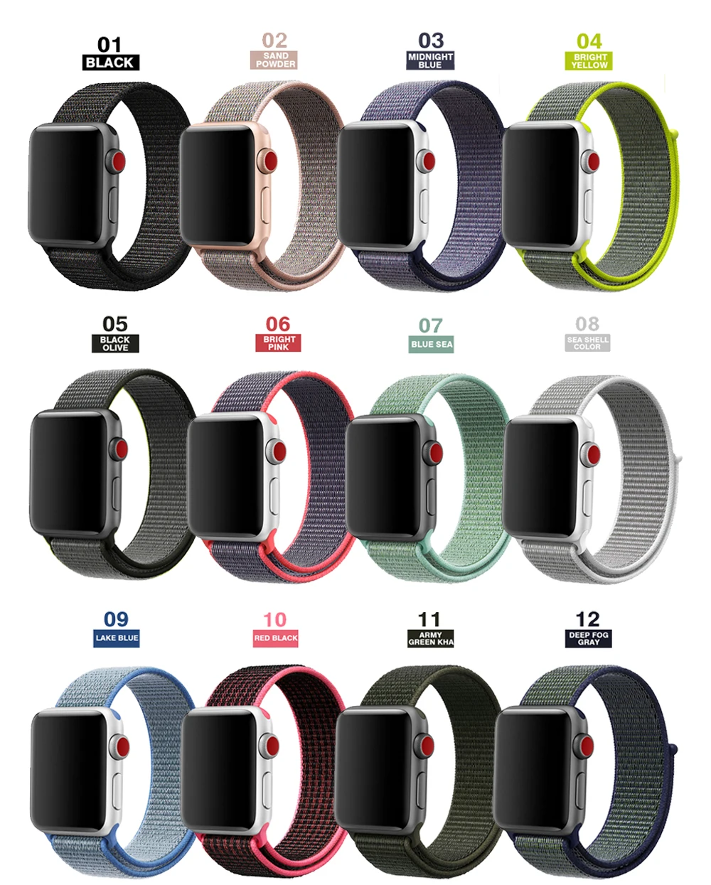 Band For Apple Watch Series 5 4 3 2 1 38MM 42MM watchband Breathable Nylon Strap Sport Loop for iwatch Bracelet 40MM 44MM