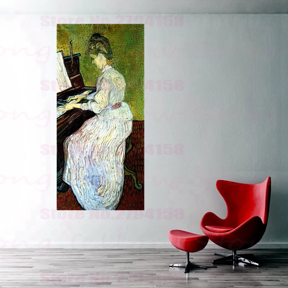 Картина Ван Гог с изображением женщины играющей на пианино винтажные украшения