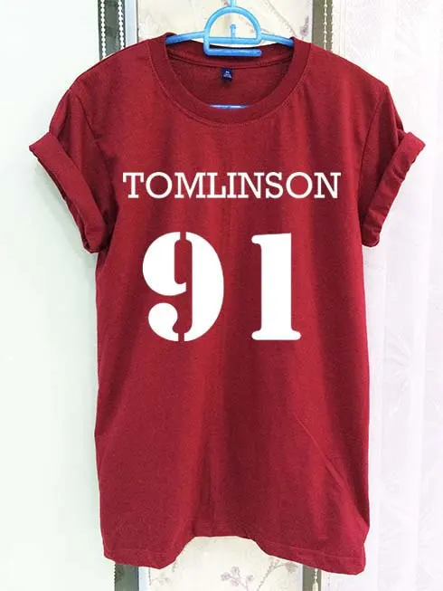Футболка Louis Tomlinson 91 Женская односторонняя 1D красная с коротким рукавом|Футболки|