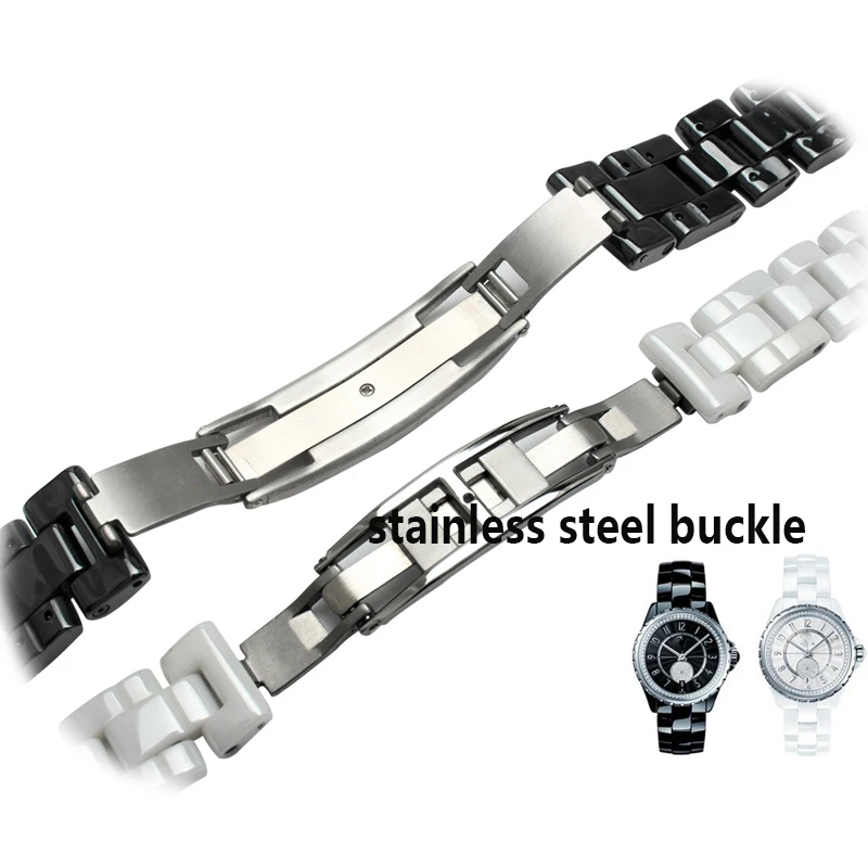 16mm 19mm For J12 ceramics wristband high quality women's men's watch strap Fashion bracelet black white