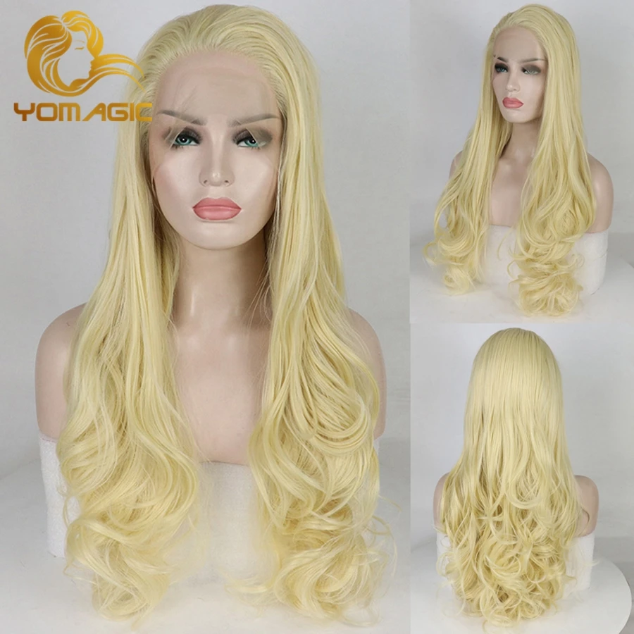 Парики yomic светлые на сетке спереди для женщин вечерние парики из натуральных