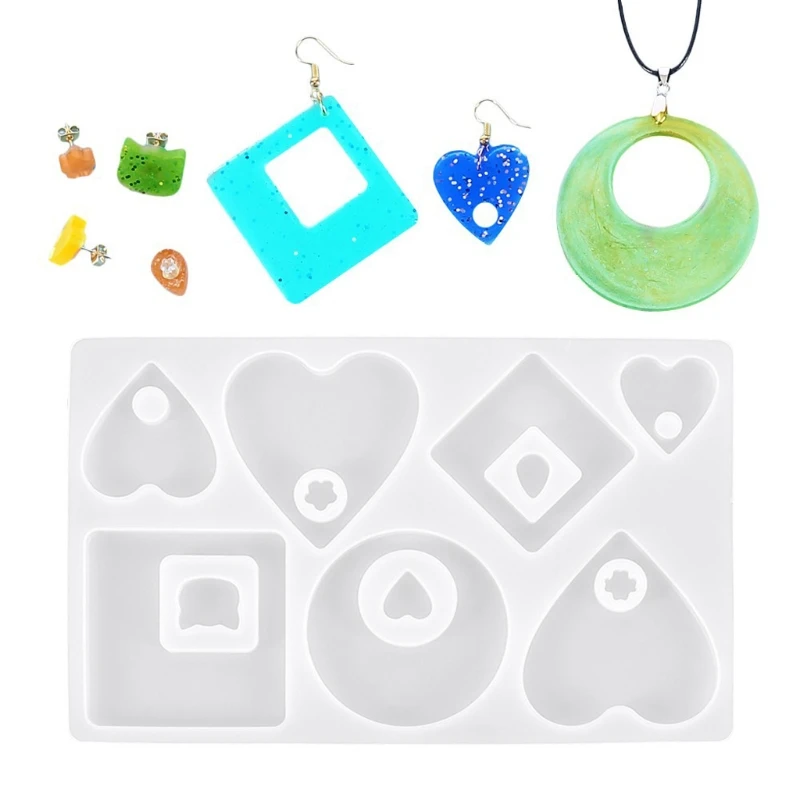 

Формы для литья ювелирных изделий, круглые квадратные подвески в форме сердца, полимерные формы с отверстием для подвешивания MXME