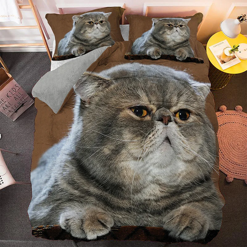 

Cute 3D Animal Cat Bedding Set for Kids Adults Home Textile King Queen Single Quilt Duvet Cover Pillowcase Bed Sets 2/3pcs