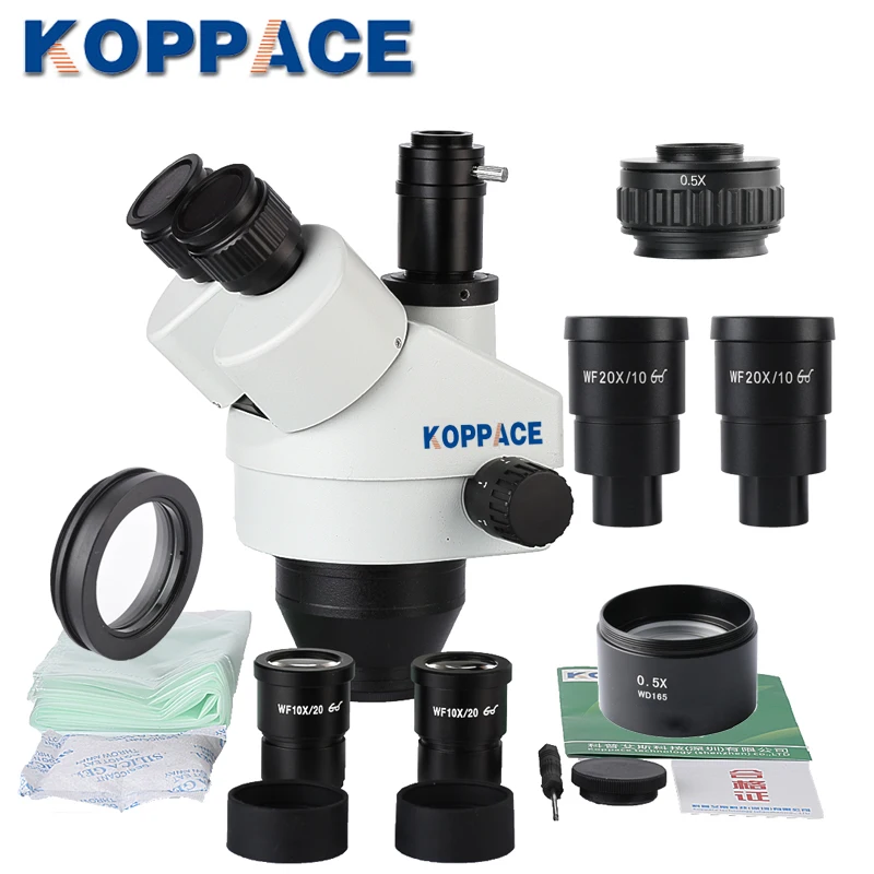 KOPPACE 3.5X 90X непрерывный зум Тринокулярный Стерео микроскоп рокер кронштейн