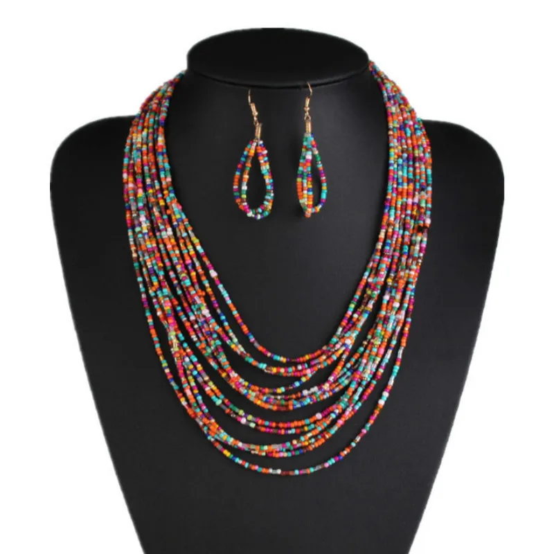 Женский комплект ювелирных изделий этнические богемные многослойные ожерелья