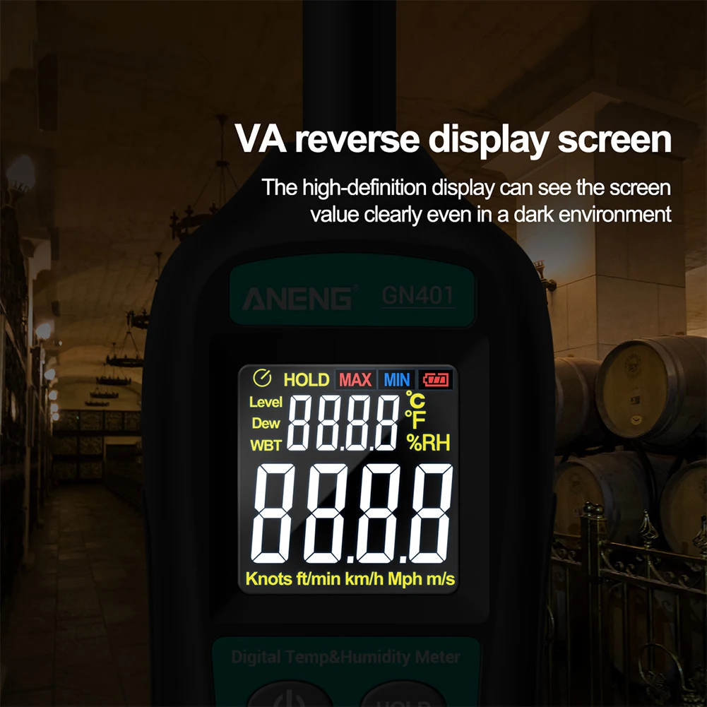 

Wet Bulb 2 In 1 LCD Backlight Temperature Humidity Meter With Dew Point Digital Display ABS Portable Home Multifunctional