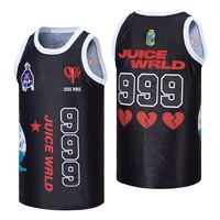 bg juice wrld 999 caring earth jersey embroidery sewing outdoor sportswear hip hop culture movie black summer basketball jerseys
