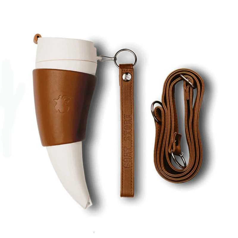 

Goat Horn Coffee Cup 230ML Stainless Steel Vacuum Mug Tea Cup Travel Couple Kettle with Cord Cups