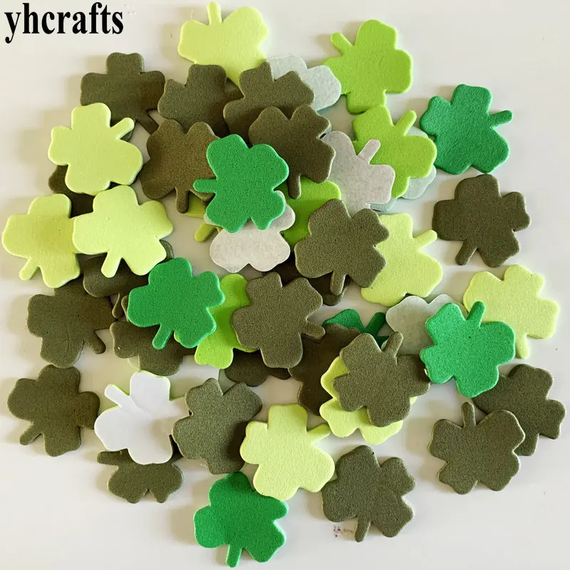 40PCS clover 1 пакетов/лот, блестящие наклейки на Хэллоуин, тыква, паук, пенопласт, привидение, ремесла, элементы деятельности, детский сад, diy игрушки, трюк или угощение, DIY игрушка - Цвет: 40PCS clover