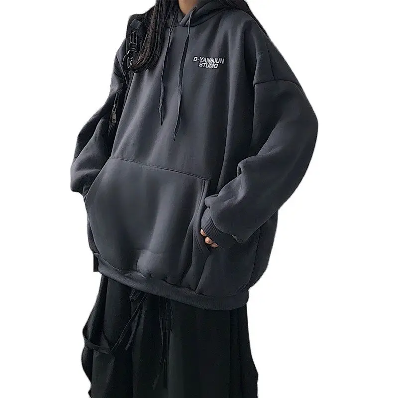 

Ulzzang Gothic Street Oversized Hooded Sweatshirts Pullovers Women Streetwear Winter Fleece Warm Hoodie Pocket Fashion Clothing