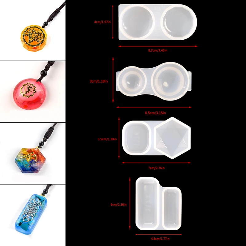 

TC162 4Pcs Set Organ Pendant Resin Mold Silicone Jewelry Organizer Moldes De Silicona Para Manualidades 3d For DIY Craft Art
