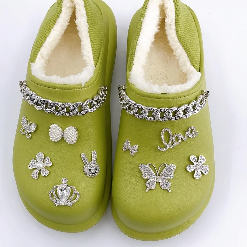

Роскошные Подвески Стразы для обуви Crocs, серебристые Подвески «сделай сам», милые дизайнерские стильные женские сабо, аксессуары для обуви, ...